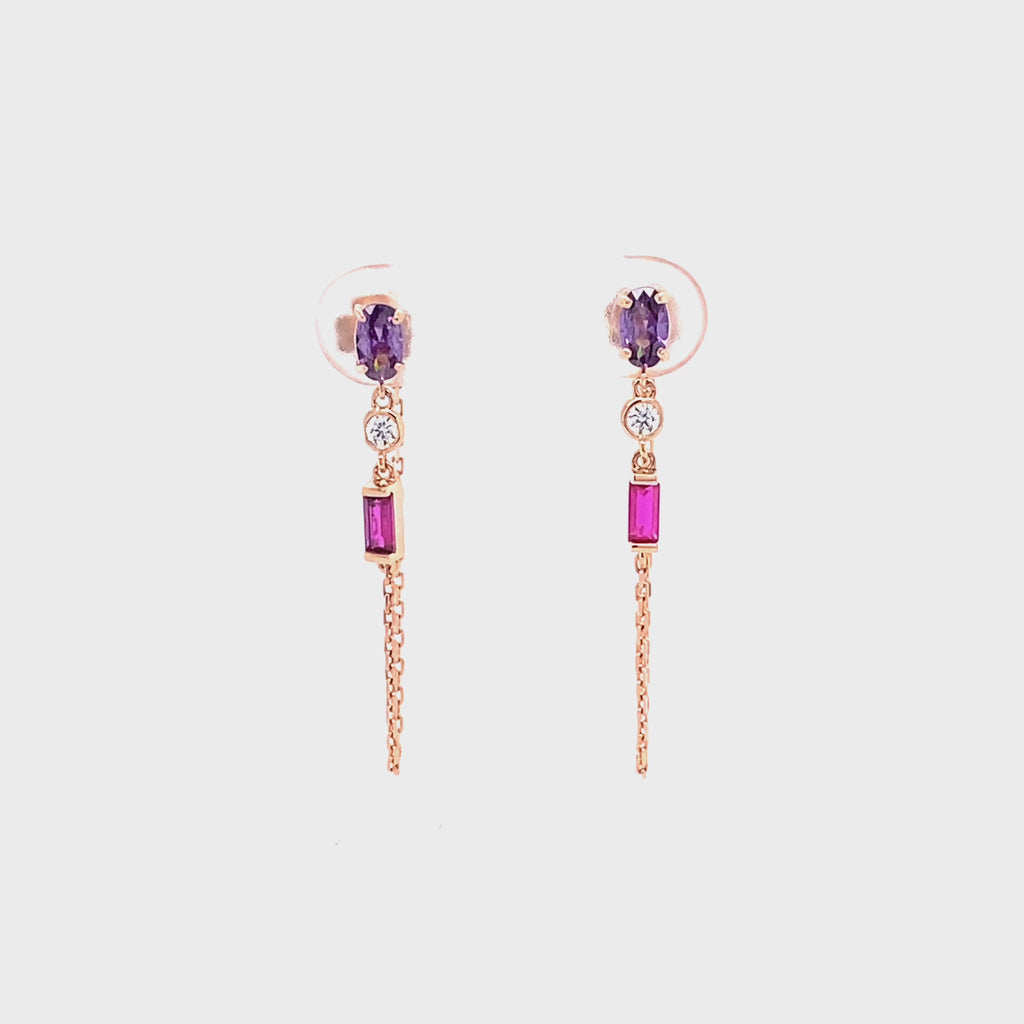 Oktagon Mini Baget Altın Küpe Rose Altın / TR
