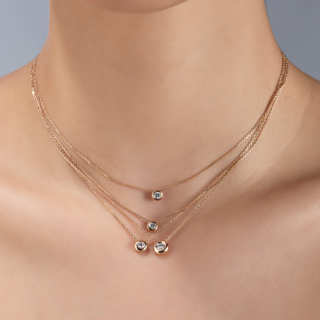 Cabaret Solitaire 0.05 ct Pırlanta Kolye Rose Altın / TR