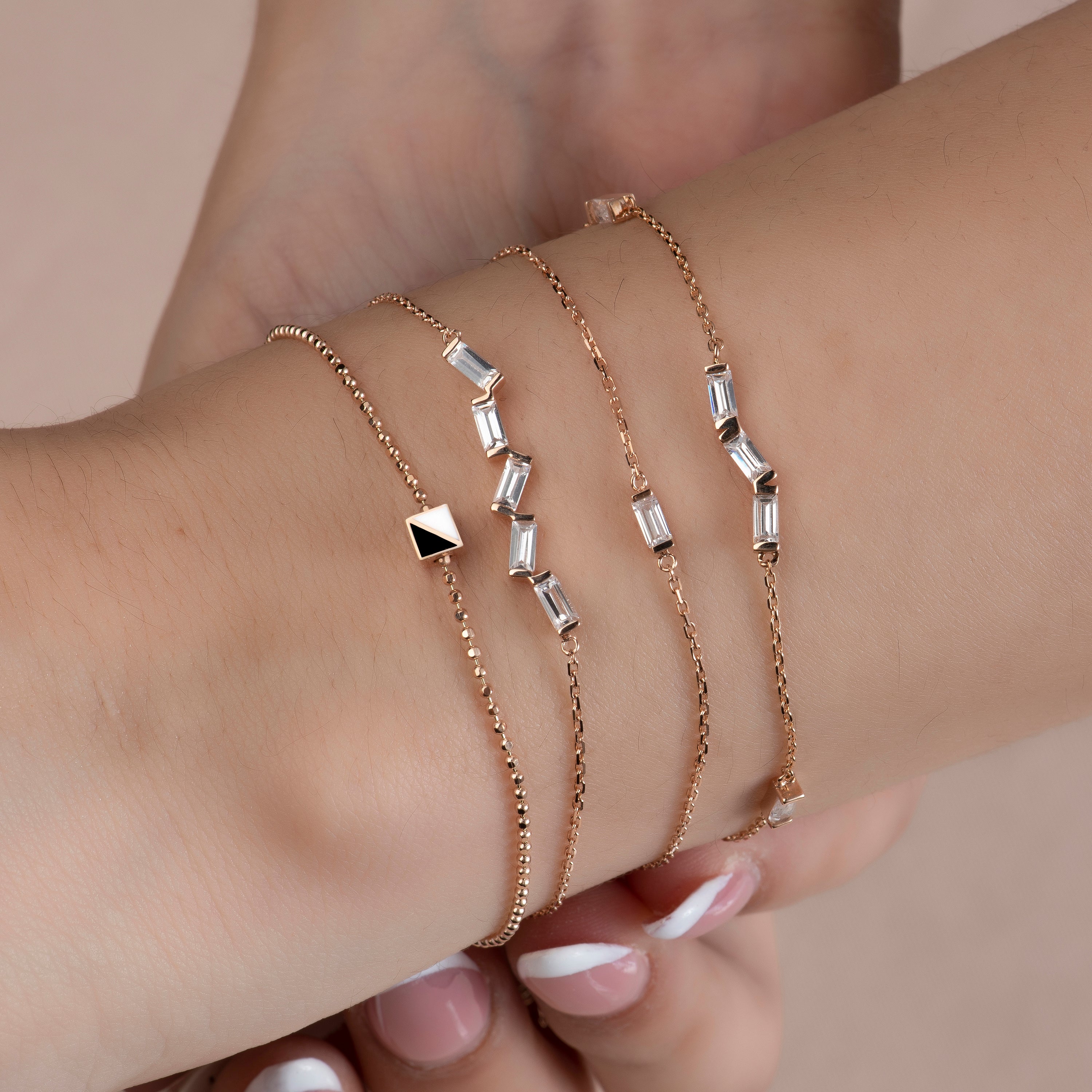 Bagetto Zigzag Altın Bileklik Rose Altın / TR