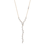 Bagetto Zigzag Sallantılı Taşlı Altın Kolye / 14 Ayar Rose Altın