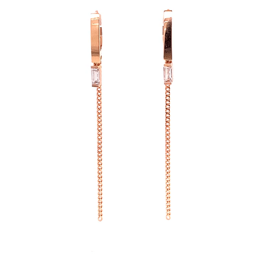 Bagetto Baget Zincir Sallantılı Altın Küpe Rose Altın / TR