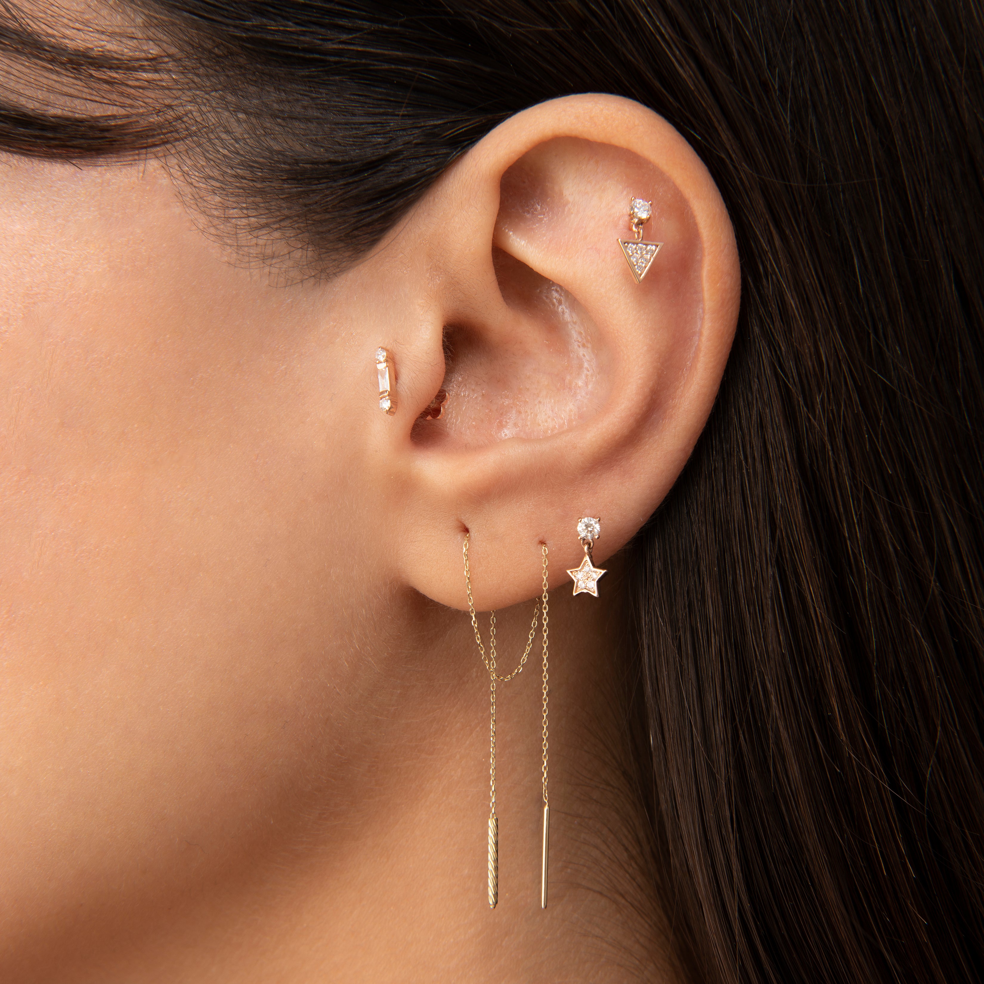 Yıldız Sallantılı Tektaş Pırlanta Piercing / TR
