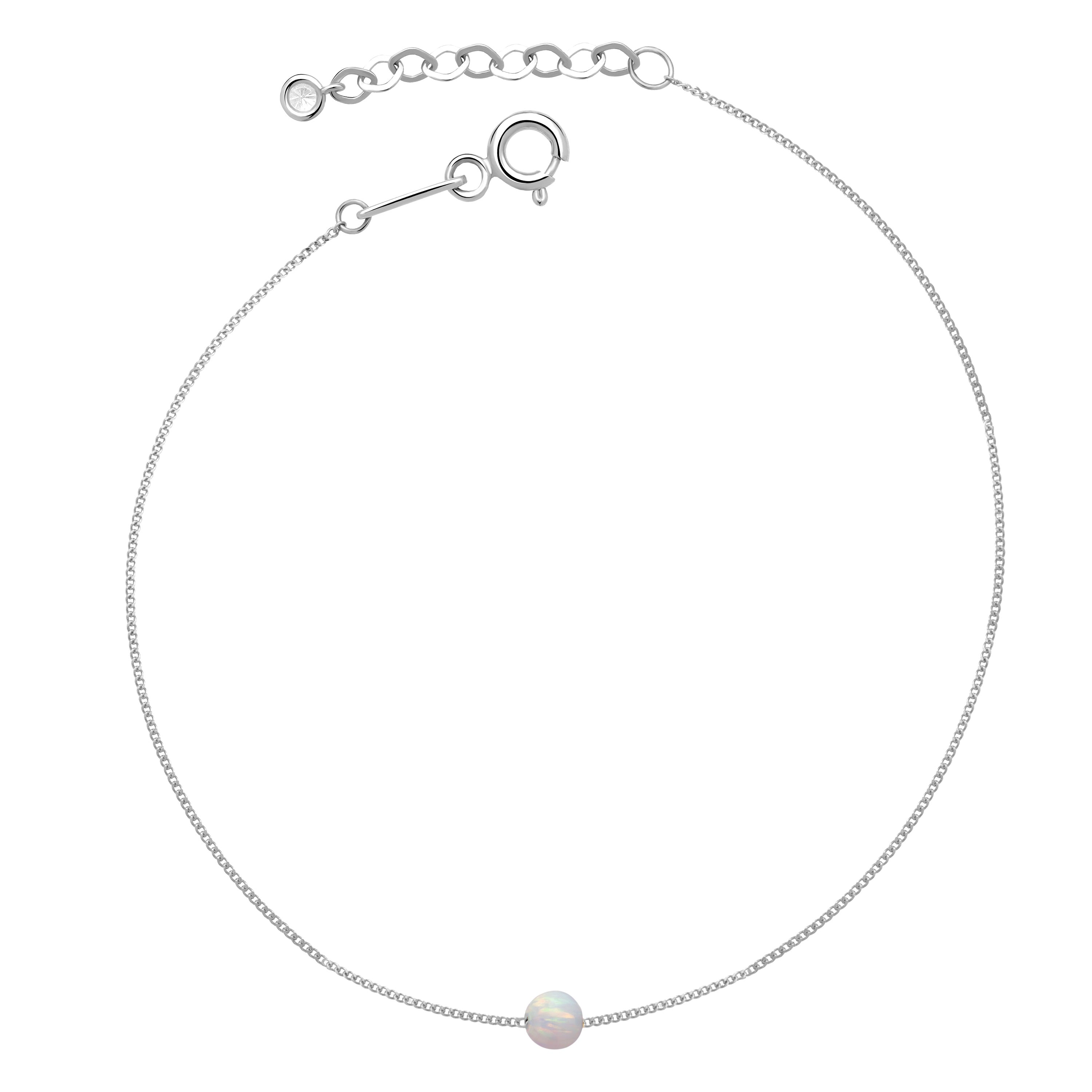 Gravity Opal Taşlı Altın Bileklik / 14 Ayar Beyaz Altın