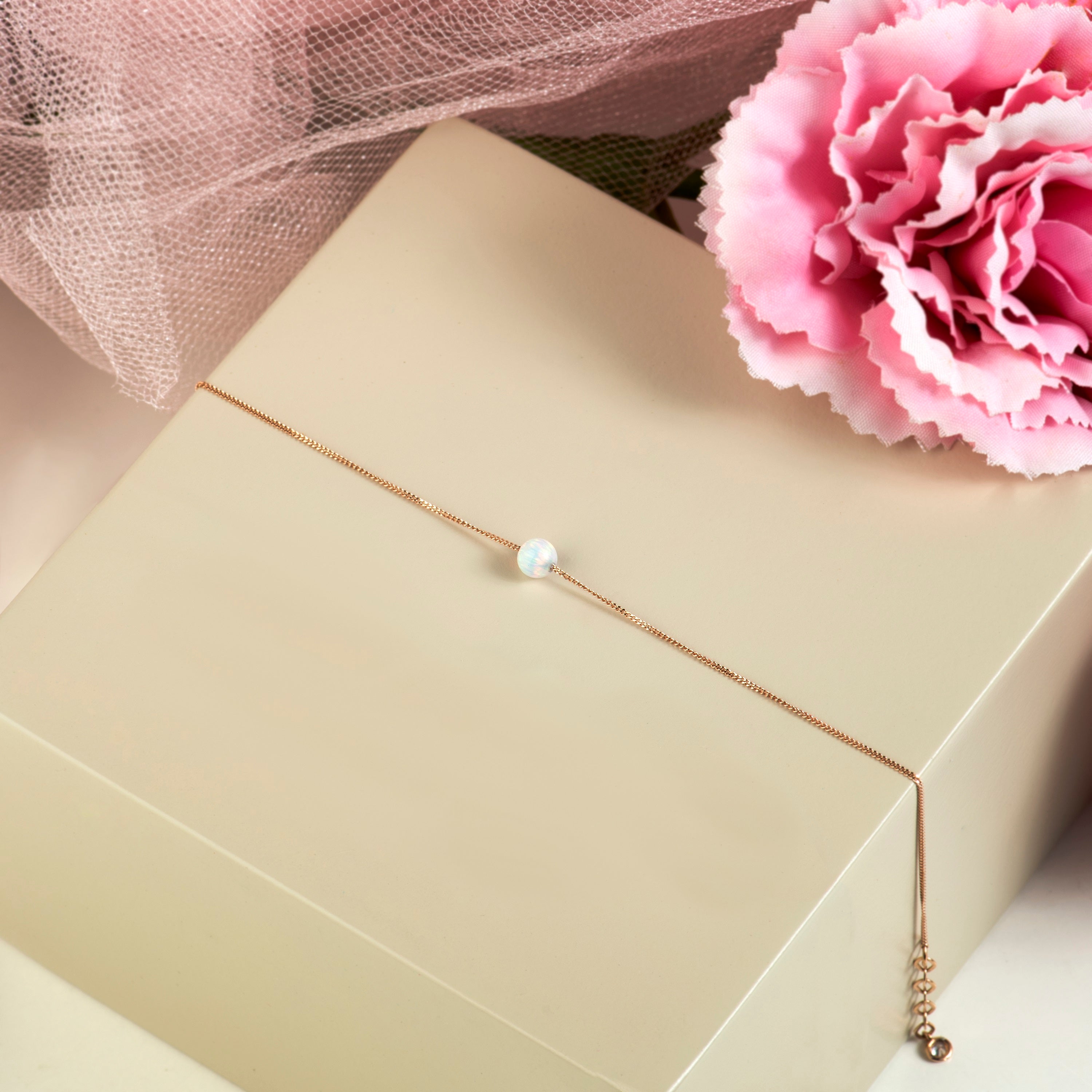 Gravity Opal Taşlı Altın Bileklik / 14 Ayar Rose Altın