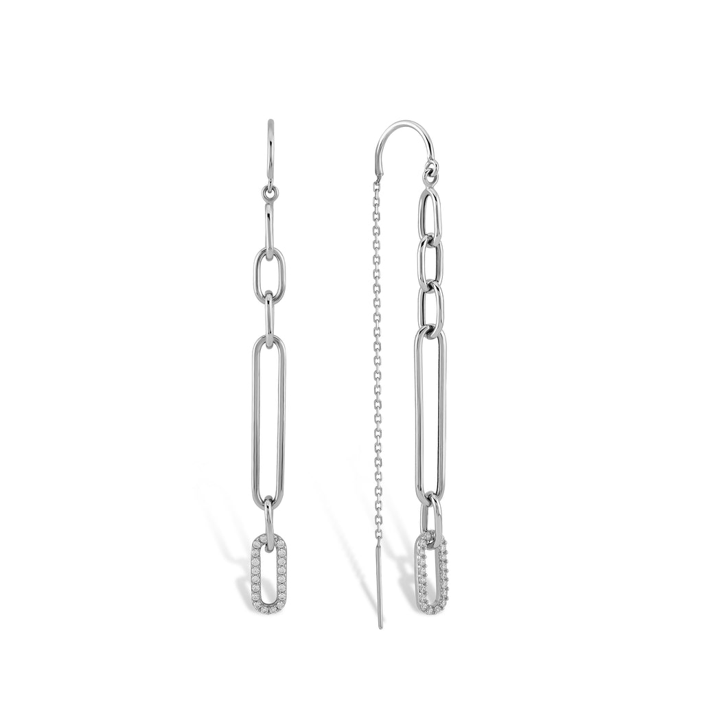 Link Taşlı Sallantılı Küpe Rose Altın / TR