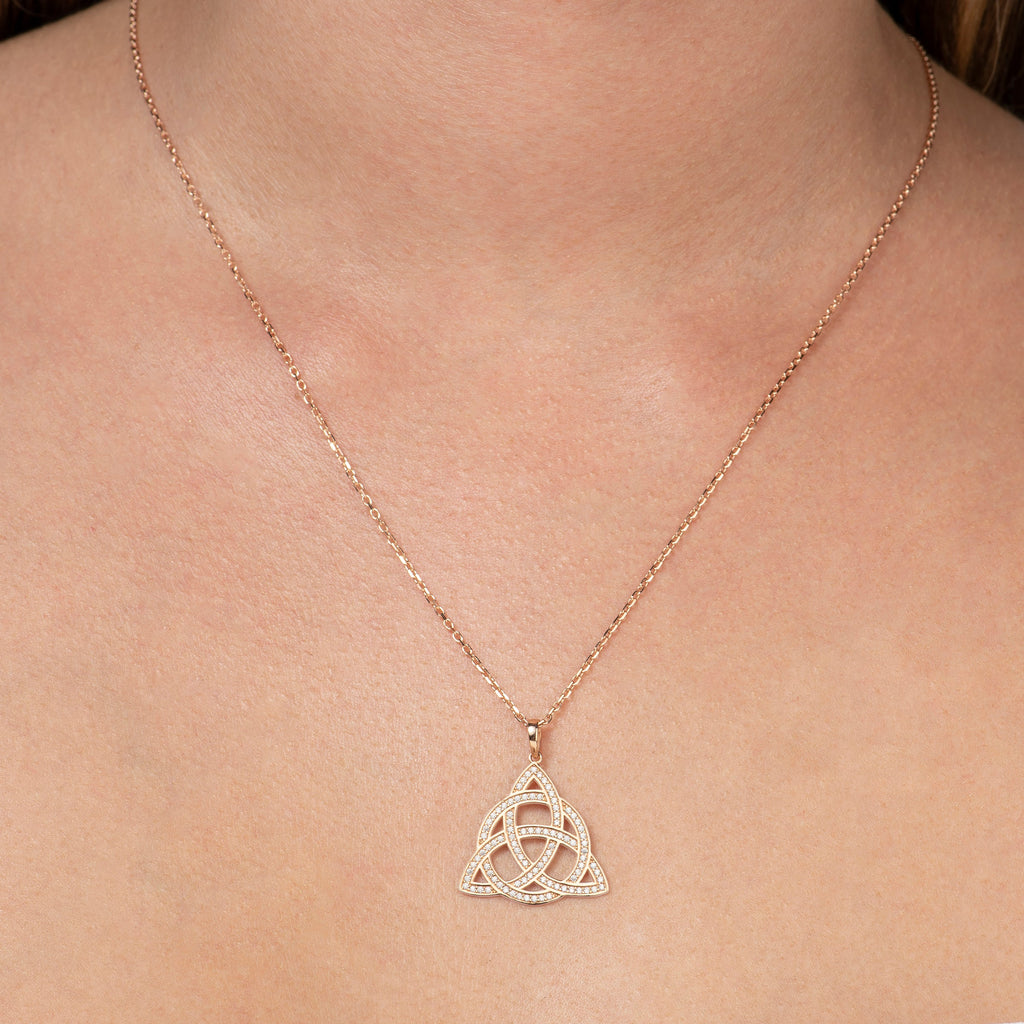 Triquetra Hayat Ağacı Altın Taşlı Kolye
