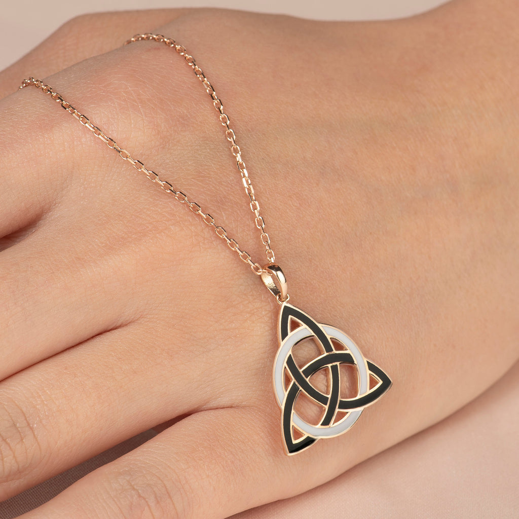 Triquetra Hayat Ağacı Altın Mineli Kolye