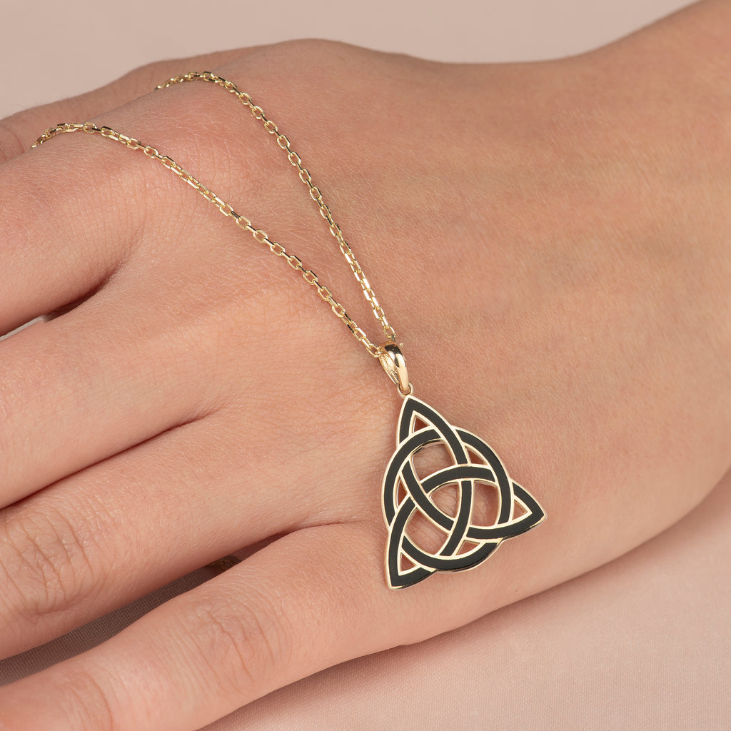 Triquetra Hayat Ağacı Altın Mineli Kolye