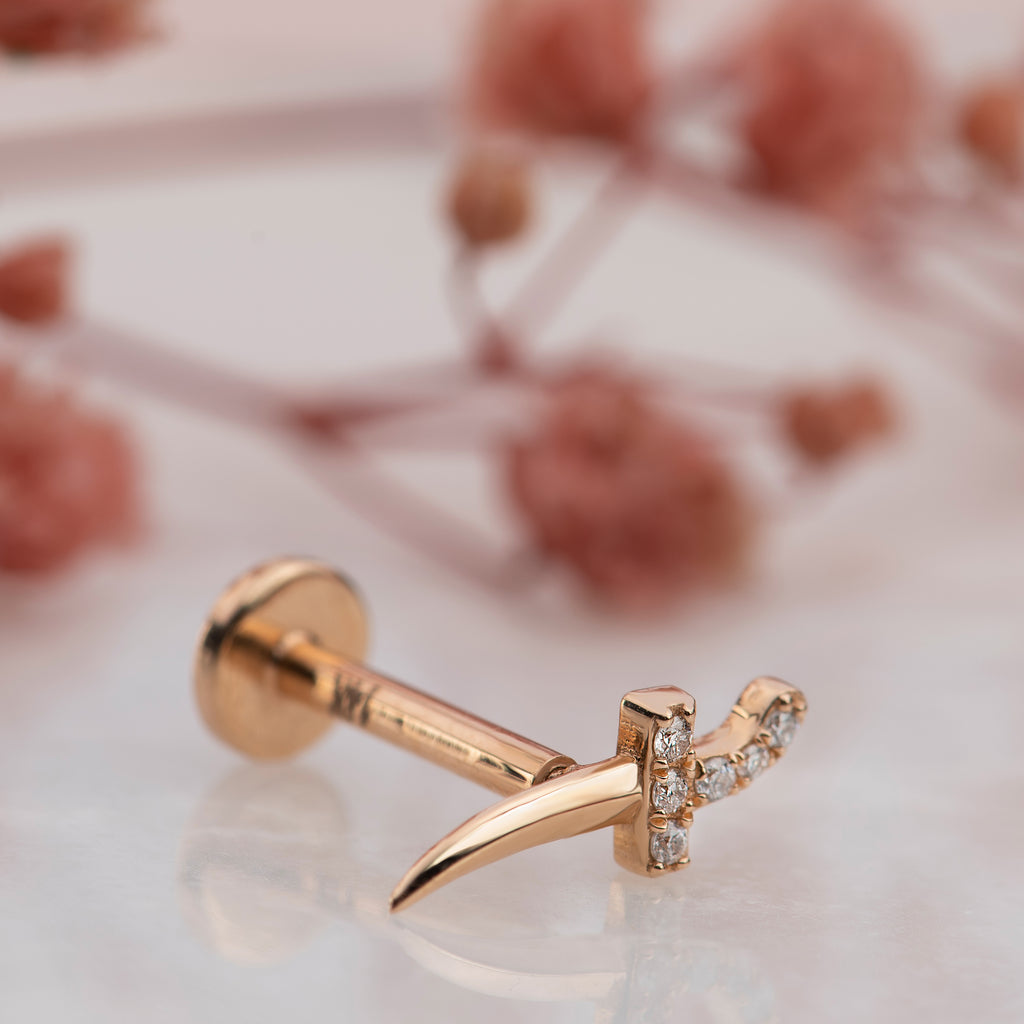 Hançer Pırlanta Piercing Rose Altın / TR