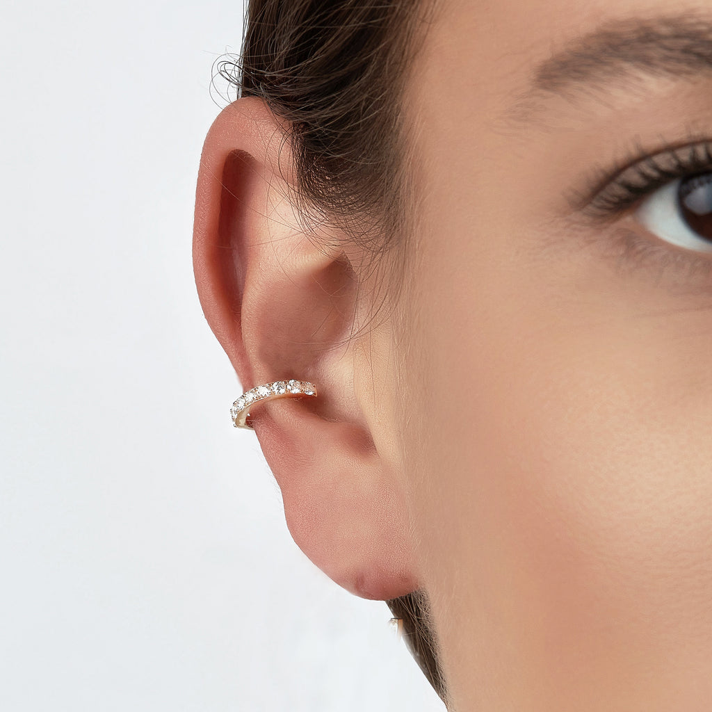 Halka Taşlı Earcuff Rose Altın / TR