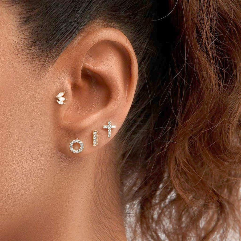 Cross Pırlanta Piercing Rose Altın / TR