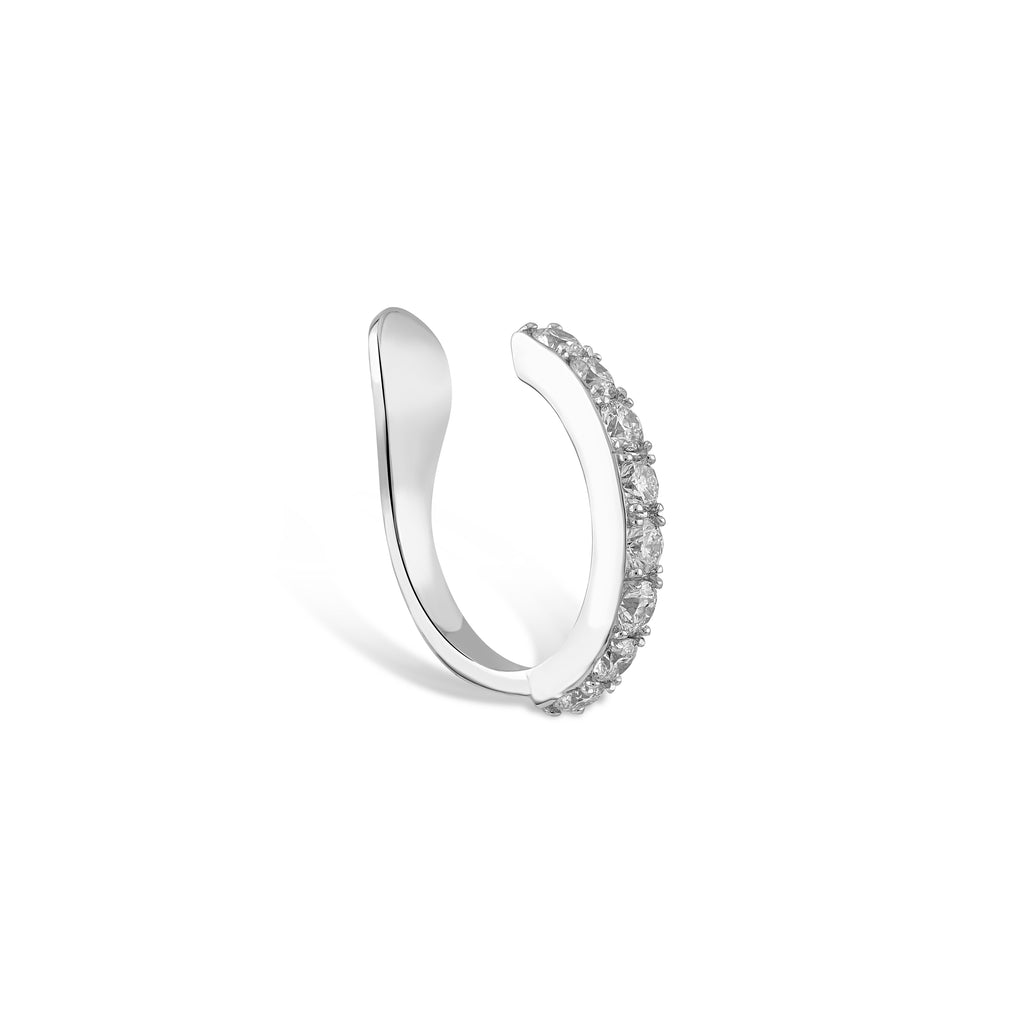 Halka Taşlı Pırlanta Earcuff Beyaz Altın / TR