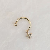Sallantılı Yıldız Pırlanta Piercing Rose Altın / TR