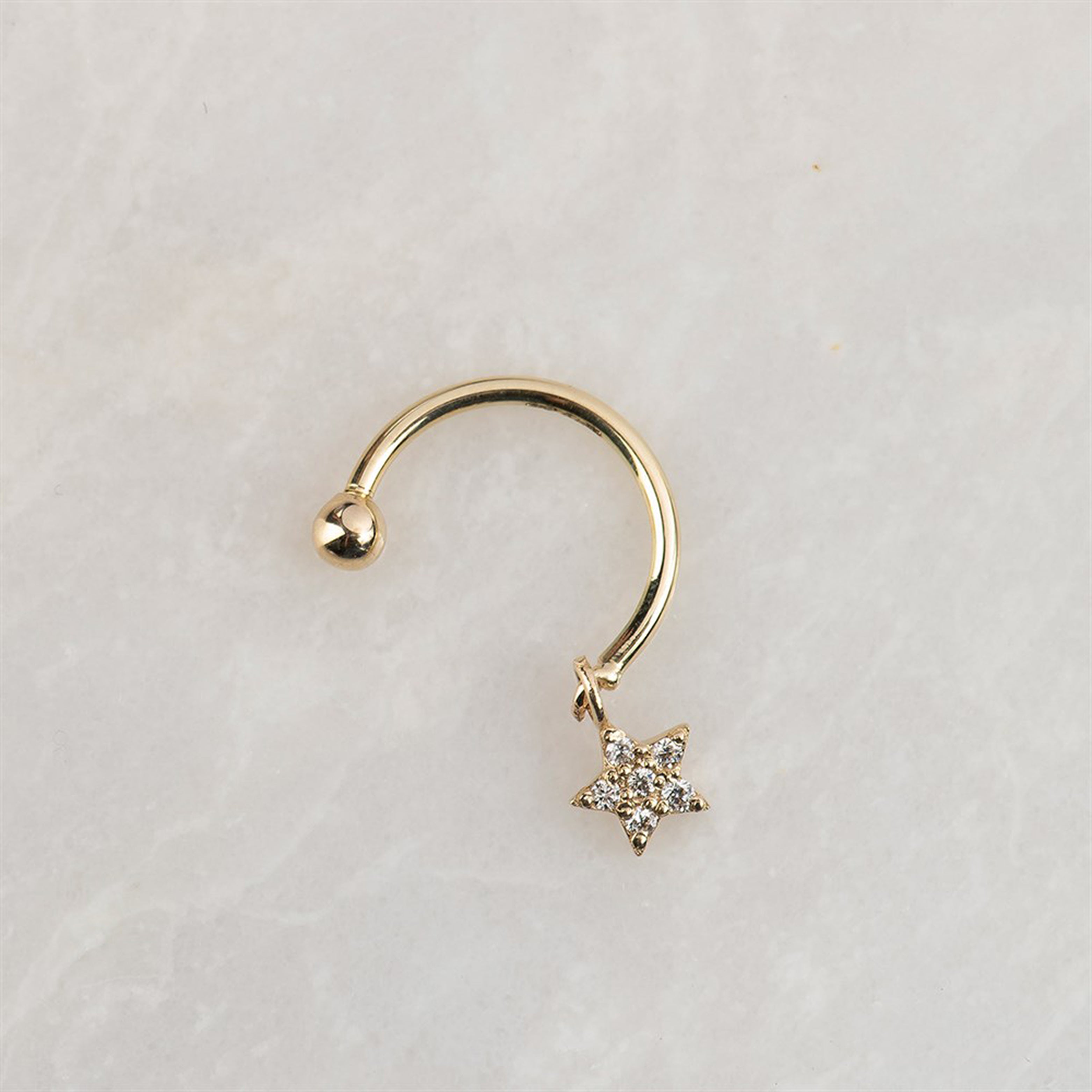 Sallantılı Yıldız Pırlanta Piercing Rose Altın / TR