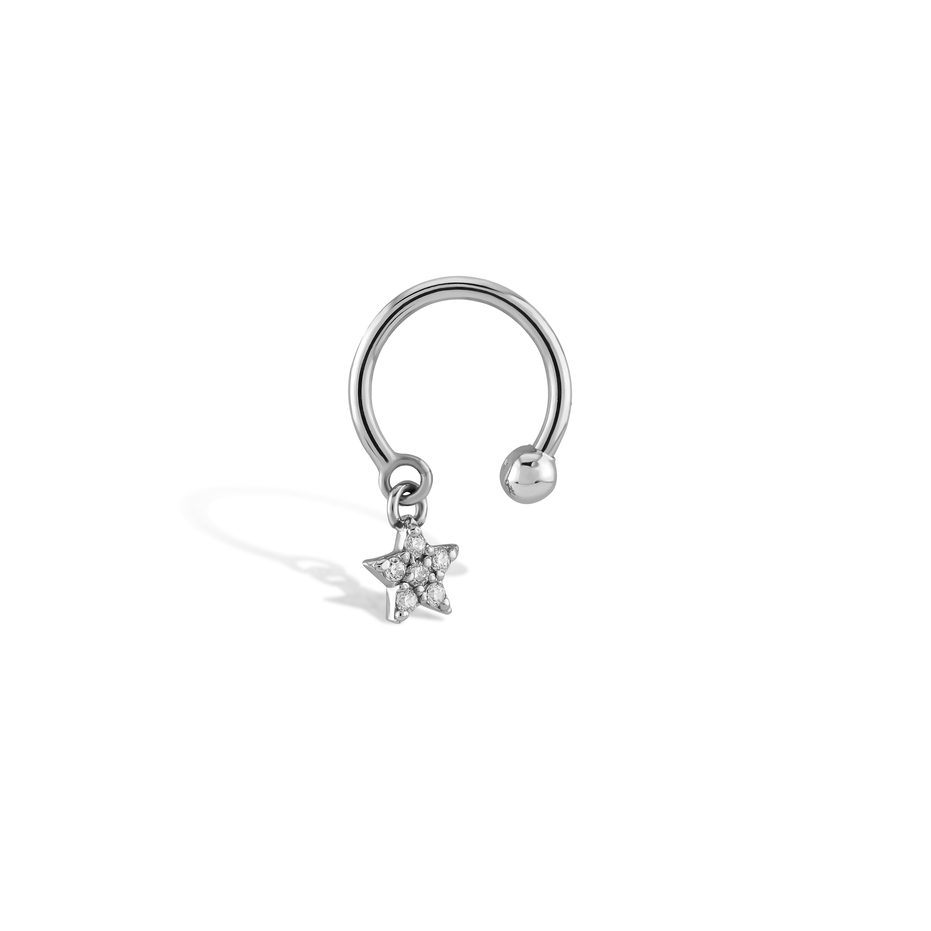 Sallantılı Yıldız Pırlanta Piercing Rose Altın / TR