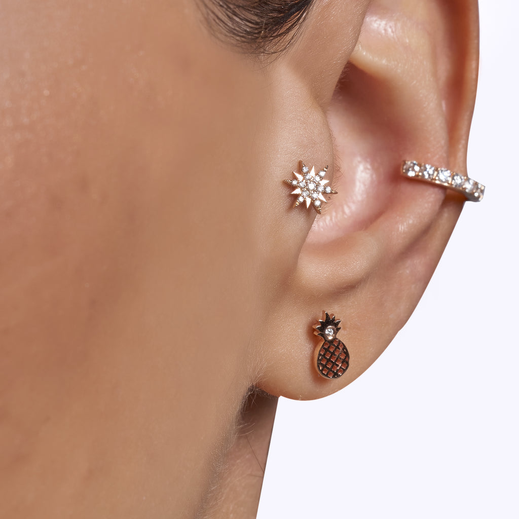 Ananas Pırlanta Piercing Rose Altın / TR