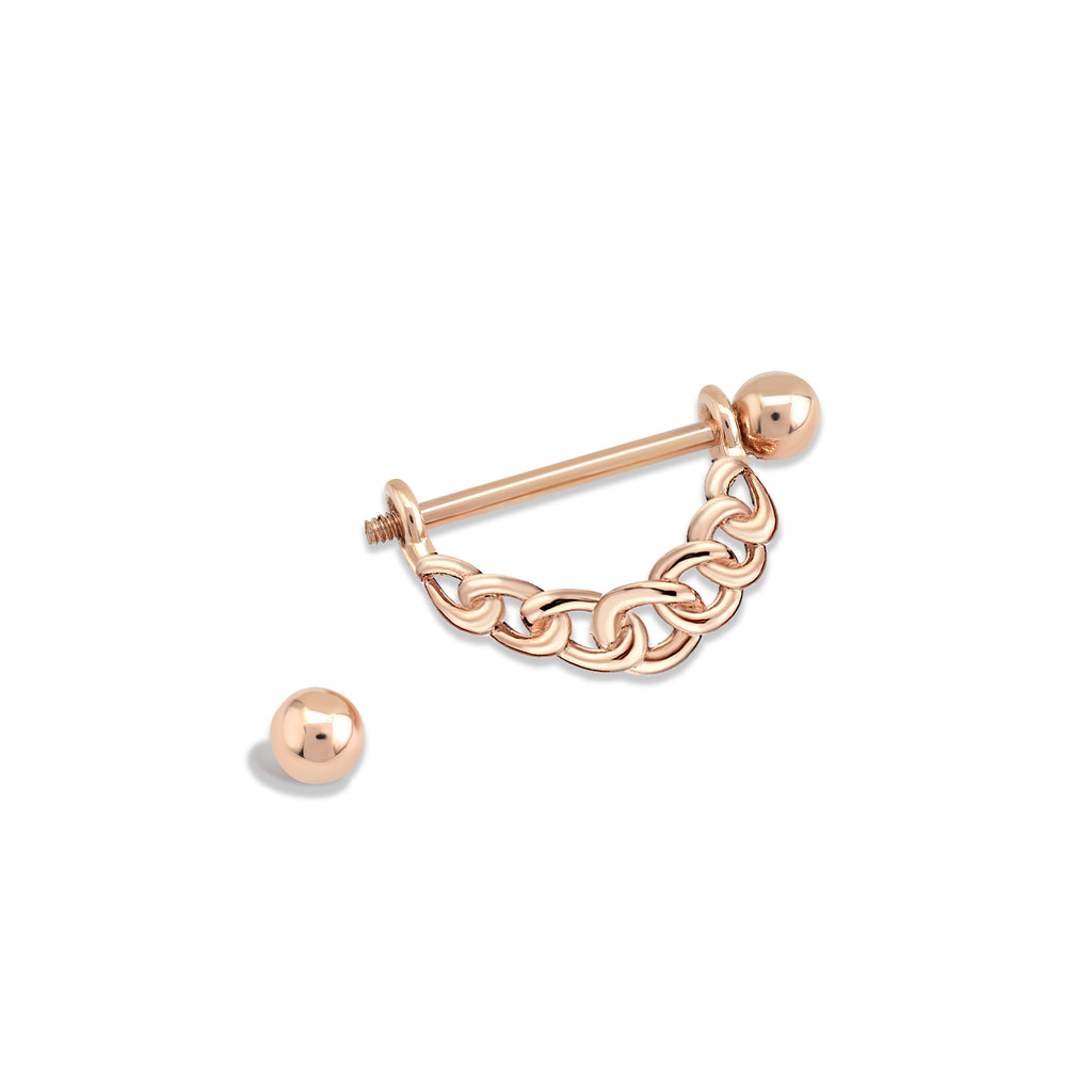 Zincir Altın Nipple Piercing Rose Altın / TR