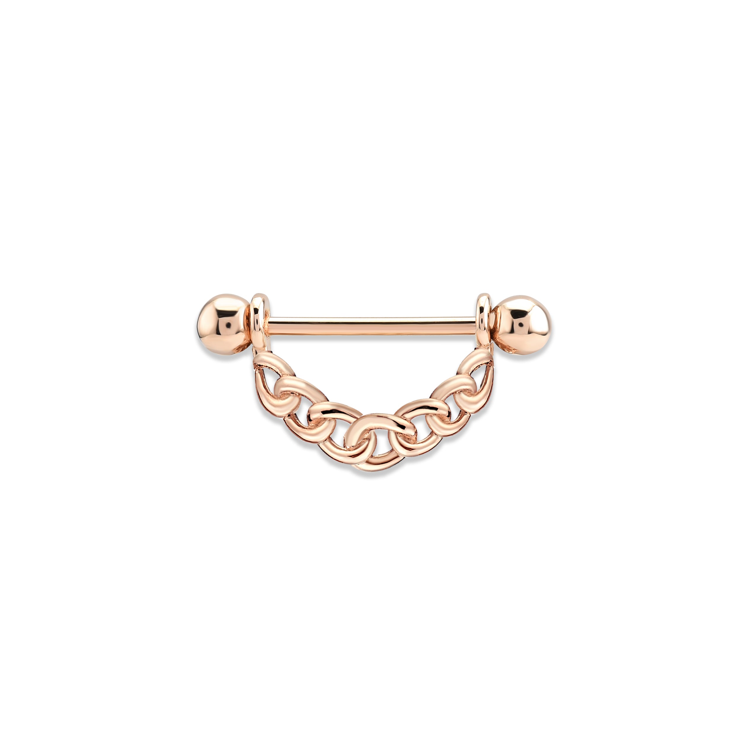 Zincir Altın Nipple Piercing Rose Altın / TR