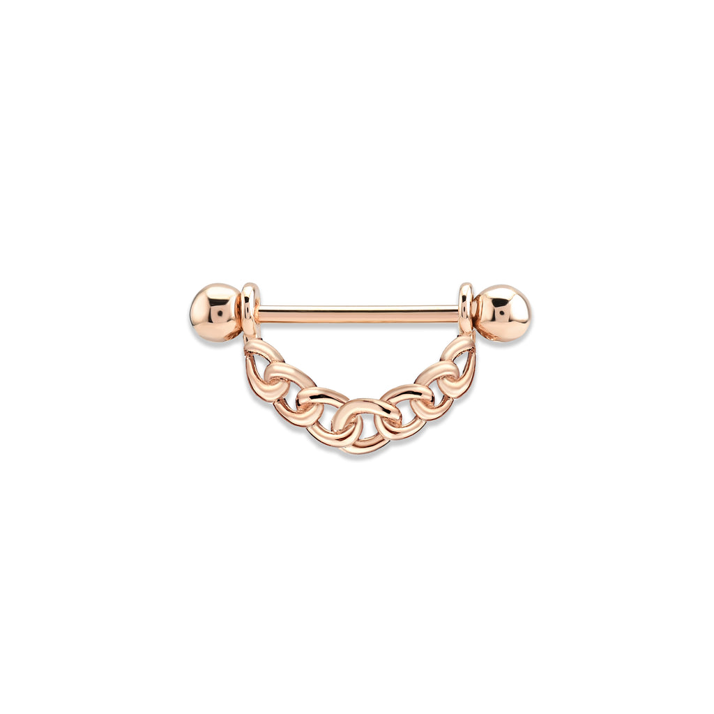 Zincir Altın Nipple Piercing Rose Altın / TR