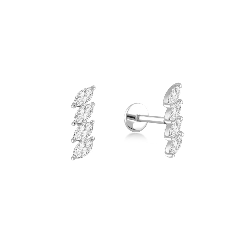 Dört Sıra Markiz Pırlanta Piercing Rose Altın / TR