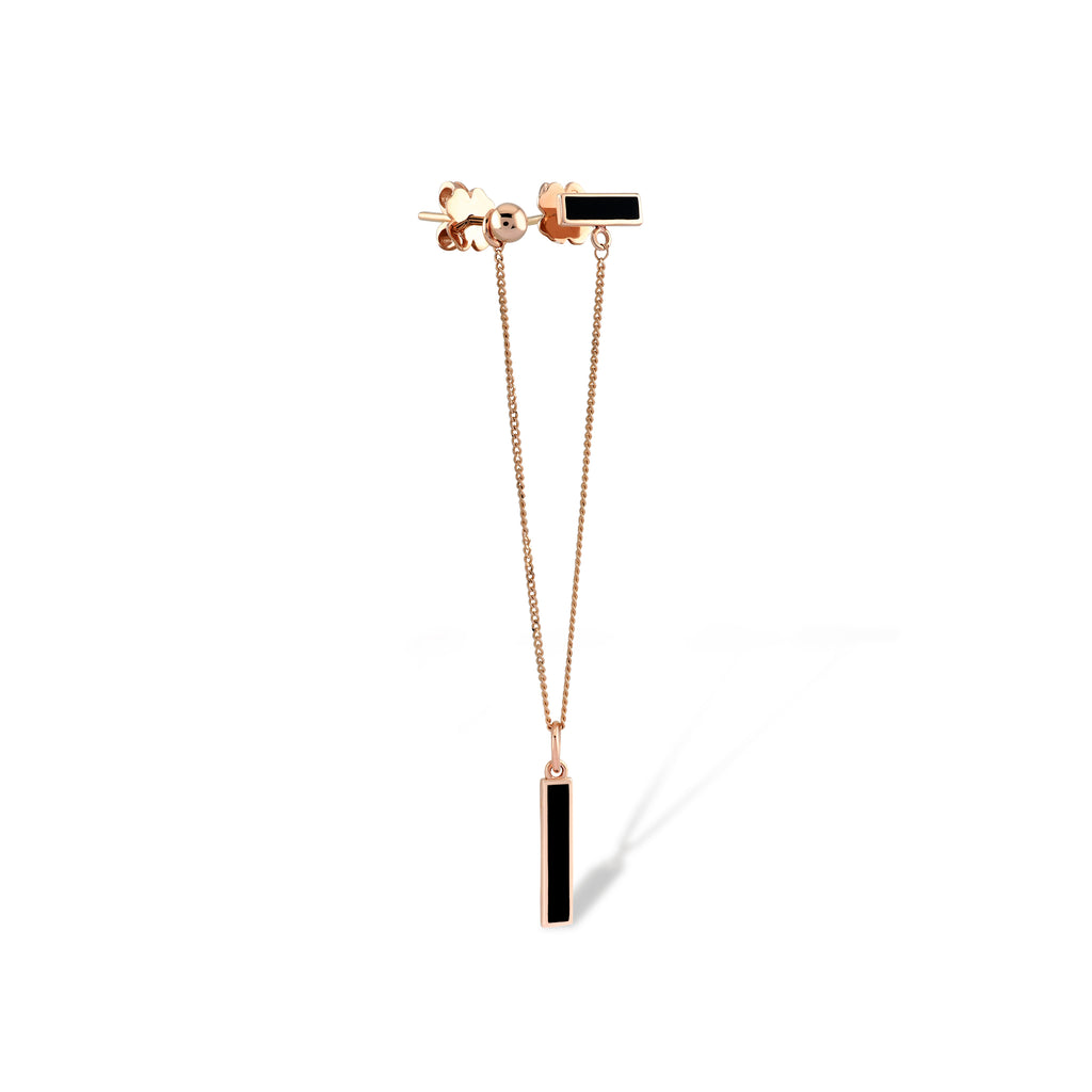 Rhythm İkili Kombin Tek Altın Küpe Rose Altın / TR