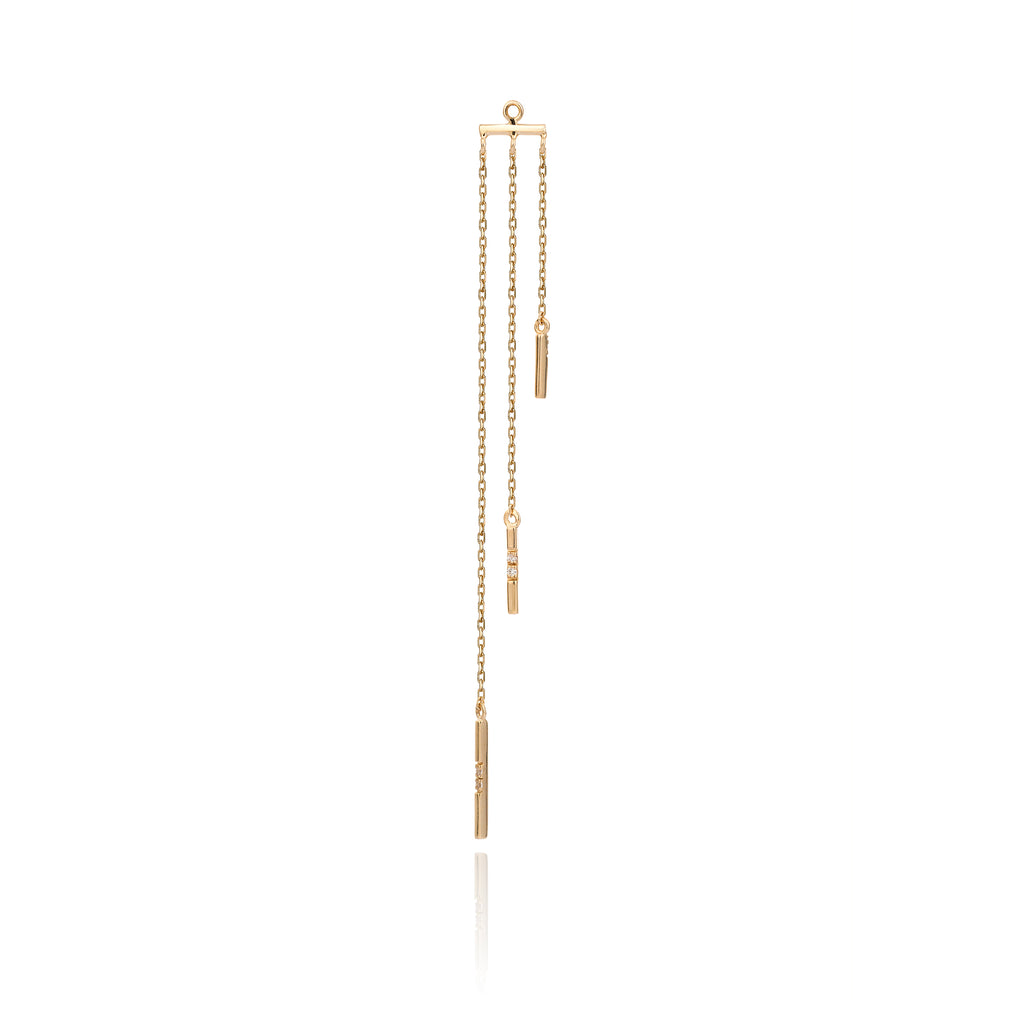 Piano Jewellery Mix & Match Üçlü Çizgi Tekli Altın Küpe Ucu 14 Ayar Rose Altın / TR