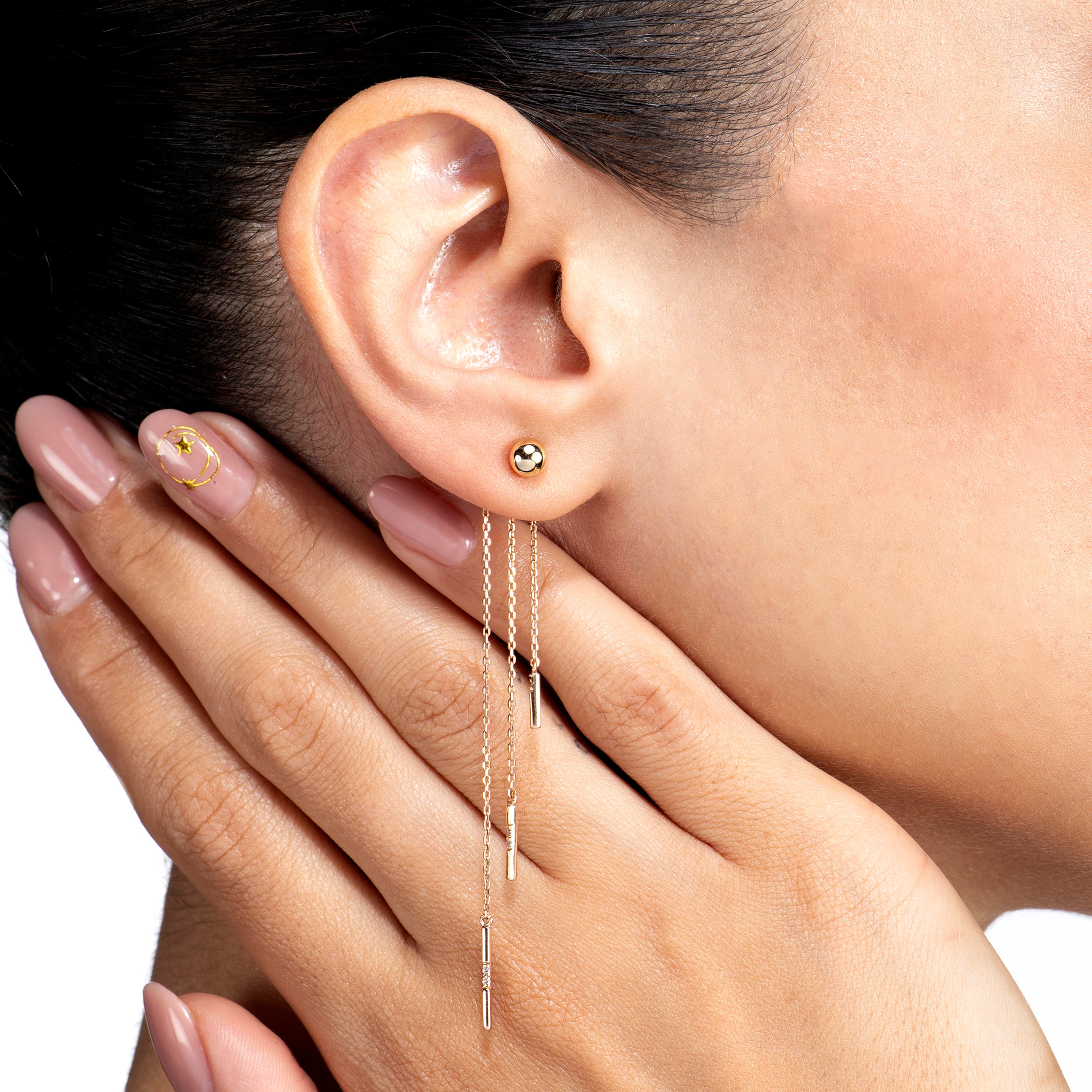 Mix Match Triple Line Single Gold Earring Pendant – Piano Jewellery