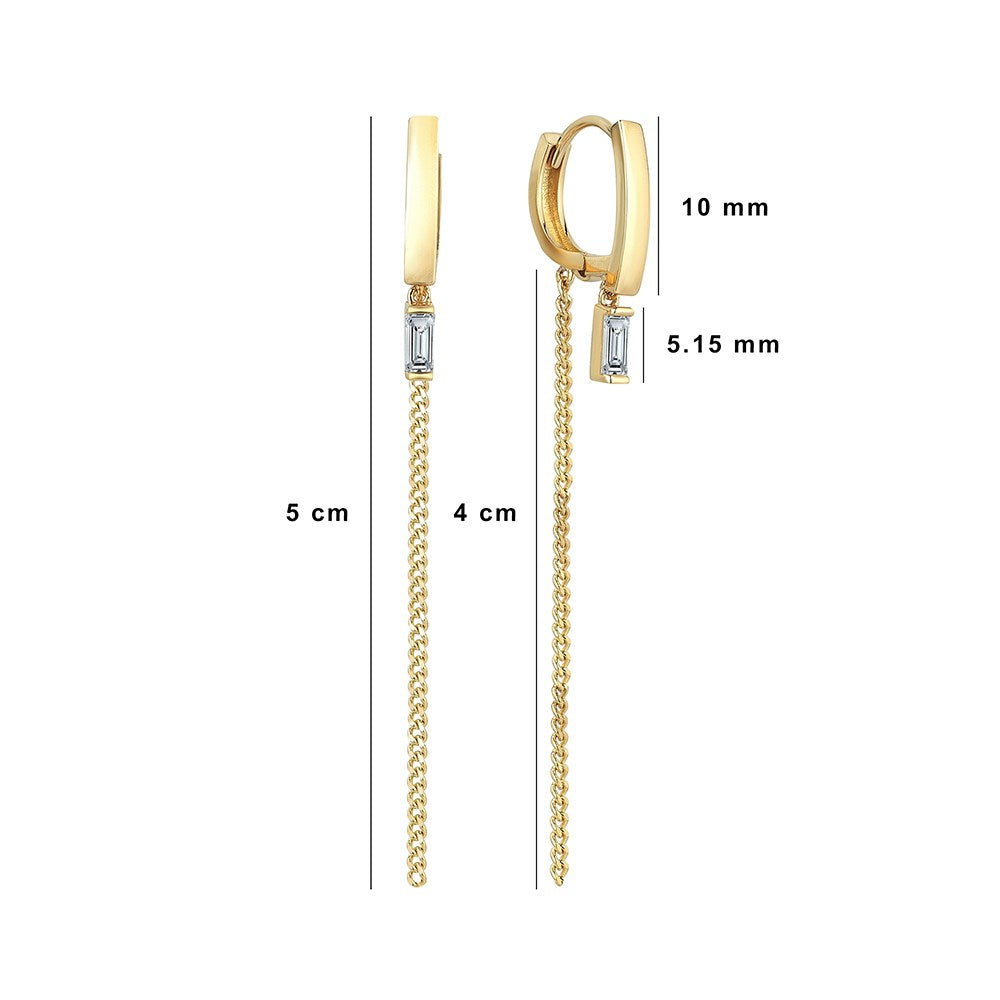 Bagetto Baget Zincir Sallantılı Altın Küpe Rose Altın / TR