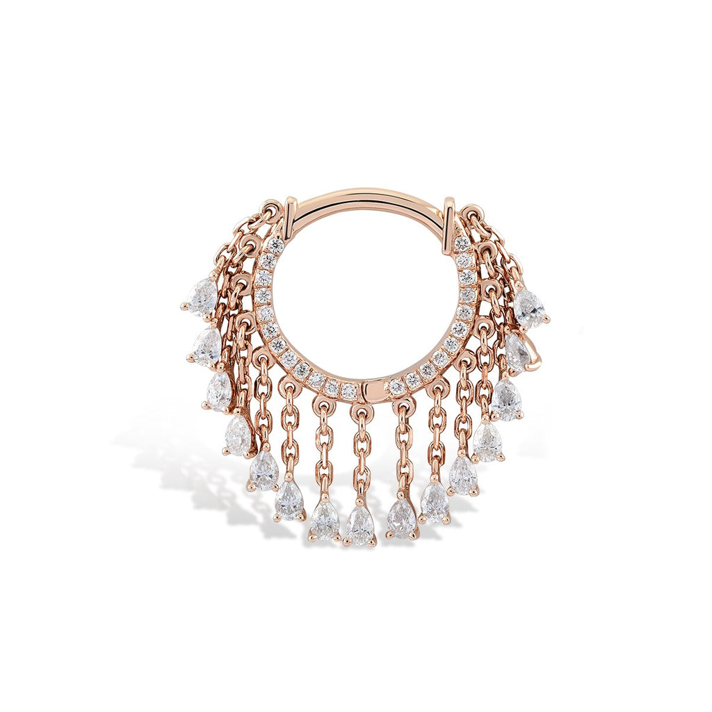 Damla Sallantılı Pırlanta Piercing Rose Altın / TR